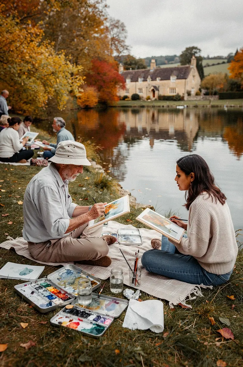 Artist mixing vibrant paints illustrating color theory